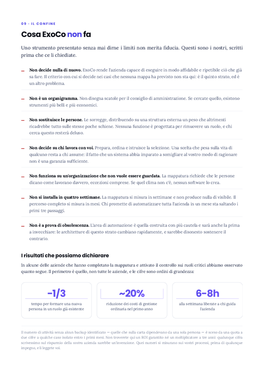 Pagina 14 — Cosa ExoCo non fa